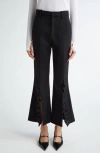 Bite Studios Credo Crop Ruffle Split Hem Wool Trousers In Black