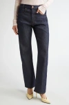 Bite Studios Curved Organic Cotton Straight Leg Jeans In Dark Blue