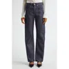 Bite Studios Curved Organic Cotton Straight Leg Jeans In Dark Blue Wash