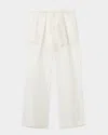 Bite Studios Ecole Organic Silk Straight-leg Crop Trousers In Off-white