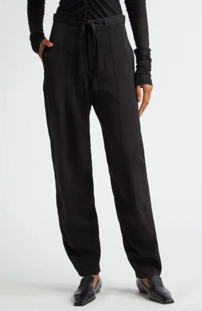 Bite Studios Evening Belted Satin Trousers In Black