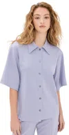 Bite Studios Short-sleeve Jersey Button-down Shirt In Hyacinth