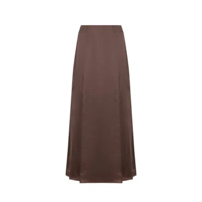 Bite Studios Jupe Midi En Soie Organique In Brown