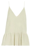 Bite Studios Lily Parchment Textured Organic Cotton & Organic Silk Peplum Top In Lime Blossom