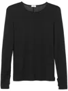 Bite Studios Long-sleeve Semi-sheer Top In Schwarz