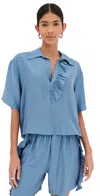 Bite Studios Lyocell-silk Luna Frill Shirt In Lobelia