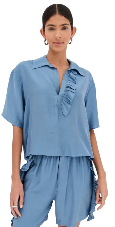 BITE STUDIOS LUNA FRILL SHORT SLEEVE SHIRT LOBELIA