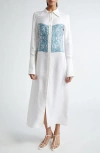 Bite Studios Alv Lace-print Long-sleeve Silk Maxi Shirtdress In Off White