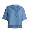 Bite Studios Lyocell-silk Luna Frill Shirt In Blue