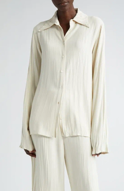 Bite Studios Maisie Plissé Button-up Shirt In Cream