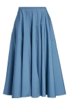 Bite Studios Maxime A-line Organic Cotton Poplin Midi Skirt In Lobelia