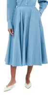 Bite Studios Maxime A-line Organic Cotton Poplin Midi Skirt In Lobelia
