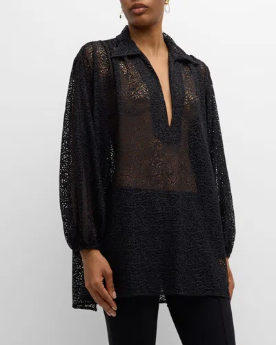 BITE STUDIOS NUANCER SUMMER LONG-SLEEVE COLLARED LACE BLOUSE
