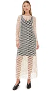Bite Studios Organic Cotton Lace Mini Shift Dress In Off White/black