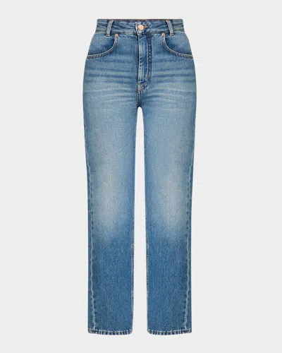 Bite Studios Organic Cotton Denim Curved Straight-leg Ankle Jeans In Blue