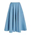 Bite Studios Maxime A-line Organic Cotton Poplin Midi Skirt In Blue