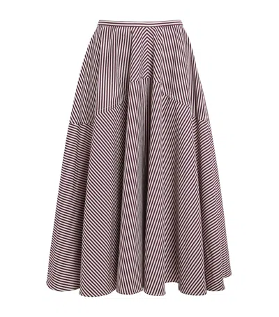 Bite Studios Organic Cotton Striped Maxine Midi Skirt In Pink