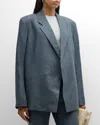 Bite Studios Polus Linen Suit Jacket In Thunder