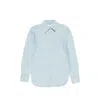 Bite Studios Sculpted Sleeve Denim Shirt Brushed Light Blue In Blue