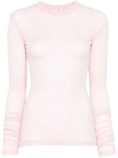 BITE STUDIOS RIBBED COTTON LONG-SLEEVE T-SHIRT WITH GATHERED SLEEVES
