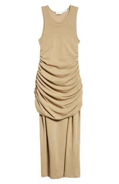 Bite Studios Romana Two-piece Layered Semisheer Tank Dress In Biscotti