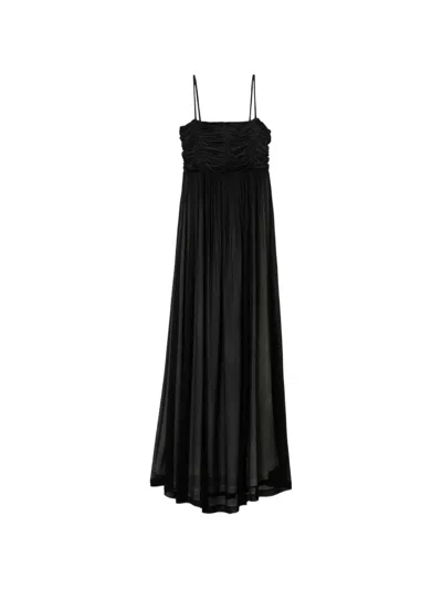 Bite Studios Ruched A-line Maxi Dress In Black