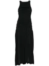 Bite Studios Ruching Detail Black Cotton Long Dress