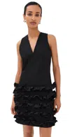 Bite Studios Scenic Cotton Frill Dress Black In Black