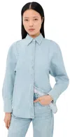 Bite Studios Sculpted Sleeve Denim Shirt Brushed Light Blue In Blue