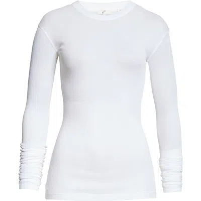 Bite Studios Semisheer Organic Cotton Rib Crewneck T-shirt In White
