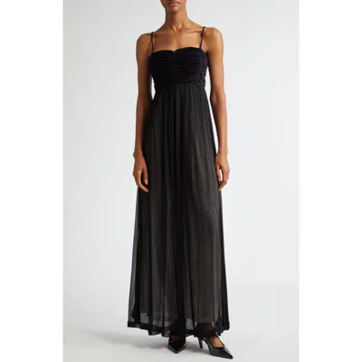 Shop Bite Studios Semisheer Ruched Mixed Media Dress In Black