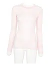 Bite Studios Ribbed Cotton Long-sleeve T-shirt With Gathered Sleeves In Pink