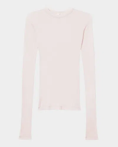 Bite Studios Sheer Organic Cotton Long-sleeve Top In Rose