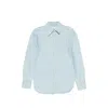 Bite Studios Sculpted Sleeve Denim Shirt Brushed Light Blue In Blue