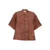 Bite Studios Verse Short-sleeved Buttoned Shirt In Brown