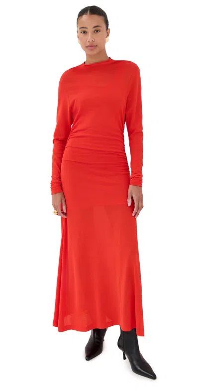 Bite Studios Stage Sheer Cotton Layered Dress Scarlet In Multi