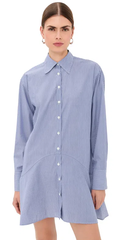 Bite Studios Striped Petal Bottom Shirt Dress Blue Stripe