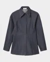 Bite Studios Tailored Organic Denim Shirt In Dark Blue Raw