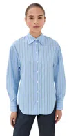 Bite Studios Vera Striped Organic Cotton Poplin Shirt Arctic Blue Stripe In Blue