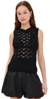 Bite Studios Vica Organic Cotton Knitted Summer Vest Black In Black