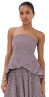 Bite Studios Volans Striped Organic Cotton Petal Top Plum Stripe In Multi