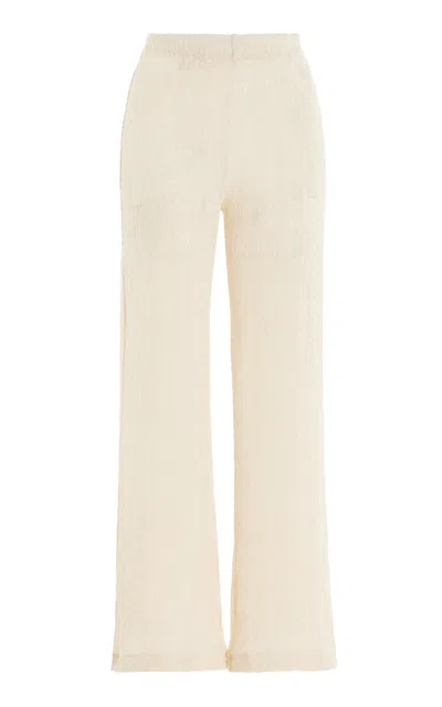 Bite Studios Whisper Organic Cotton Lace Cropped Pants In Ivory