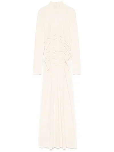 Bite Studios White Cotton High Neck Midi Dress