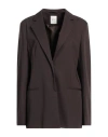 Bite Studios Woman Blazer Dark Brown Size 10 Wool In Brown