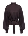 Bite Studios Woman Blouse Dark Brown Size 2 Rose Petal Fibre In Brown