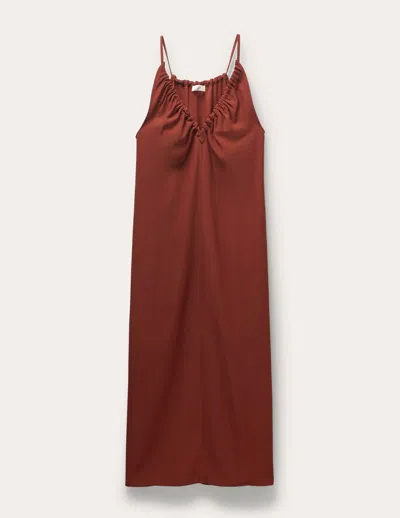 Bite Studios Theros Ruched Deep V-neck Dress In Red
