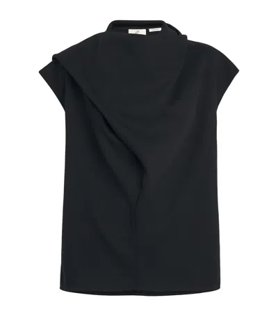 Bite Studios Wool Draped Top In Black