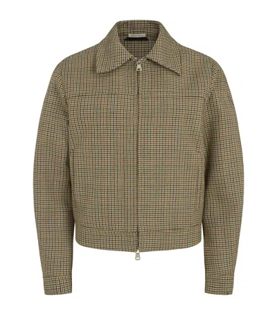 Bite Studios Wool Houndstooth Zip Jacket In Brown