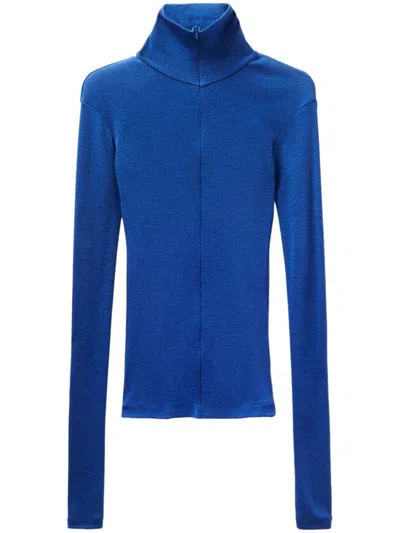 Bite Studios Zip Turtle Top In Blue