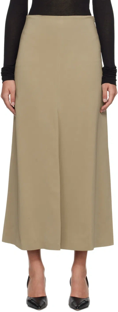 Bite Taupe Vented Maxi Skirt In Sage Khaki 4017